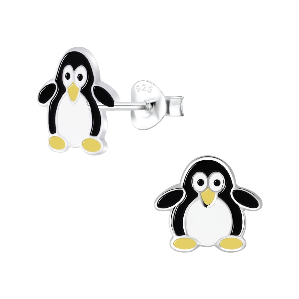 Silver Penguin Stud Earrings