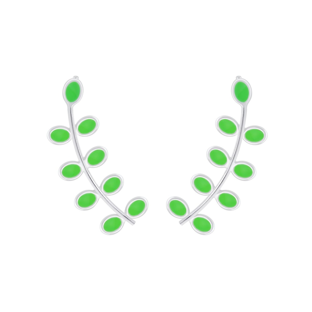 Grimpeurs d'oreille feuille olive en argent
