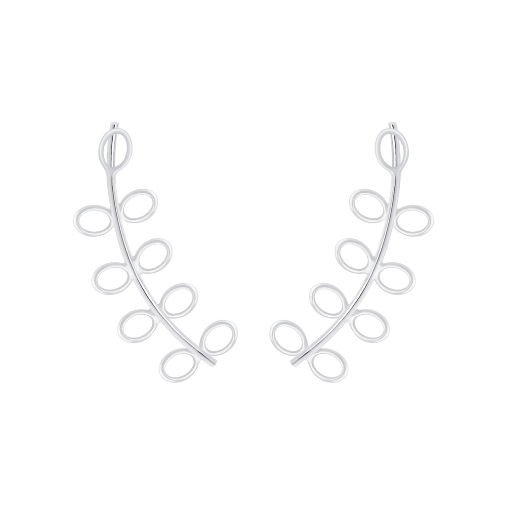 Grimpeurs d'oreille feuille olive en argent