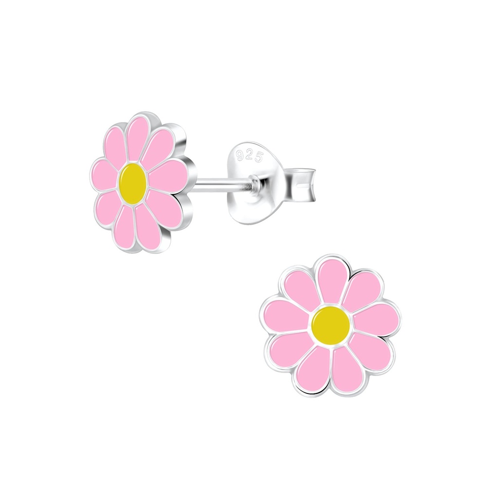 Puces d'oreilles fleur marguerite en argent