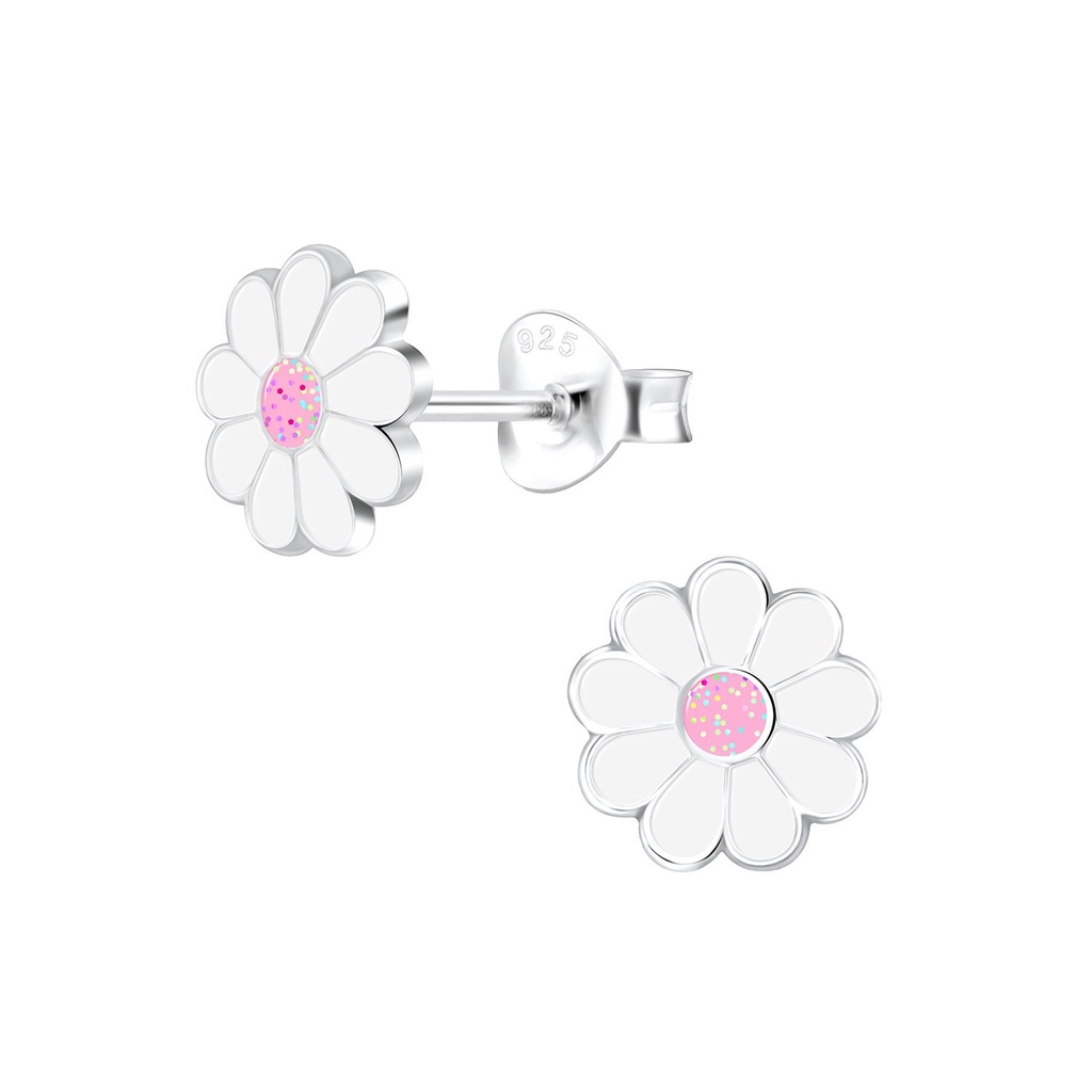 Puces d'oreilles fleur marguerite en argent