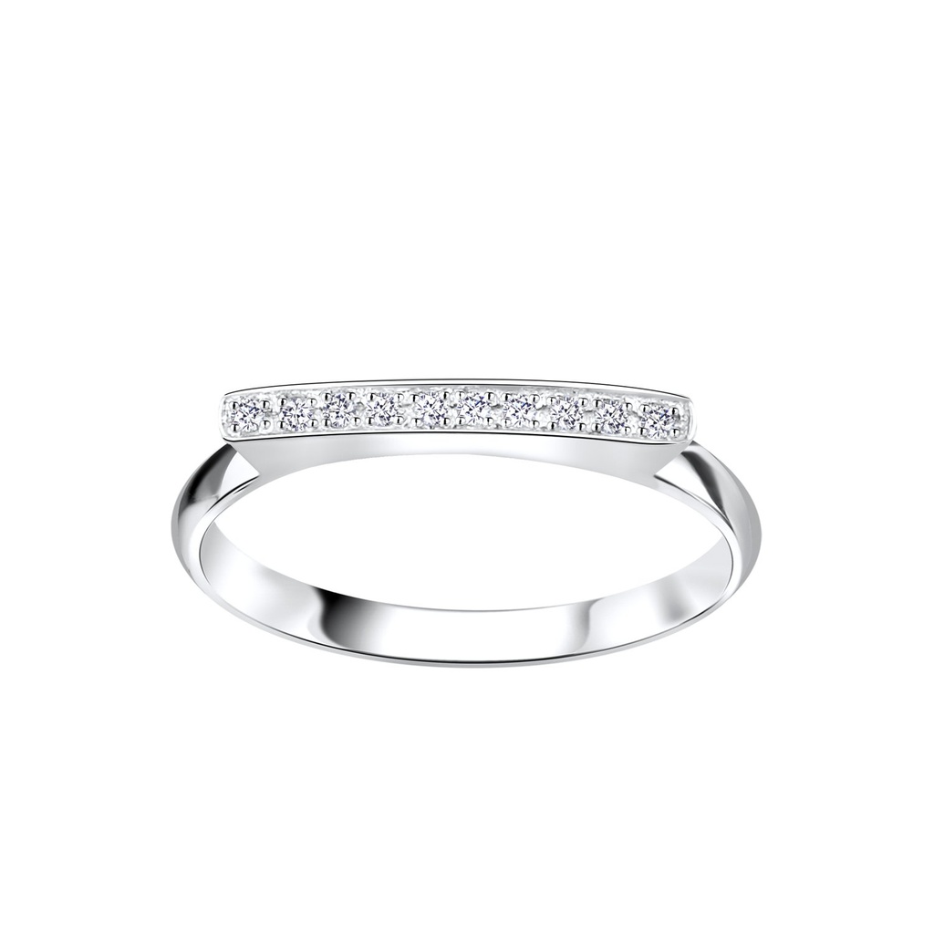 [10006057] Bague barre en argent zircon (EU 52 / US 6)