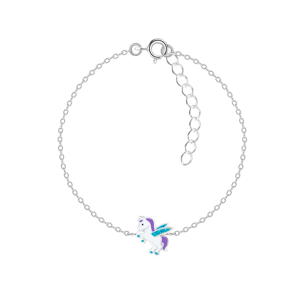 [10008914] Silver Winged Unicorn Bracelet