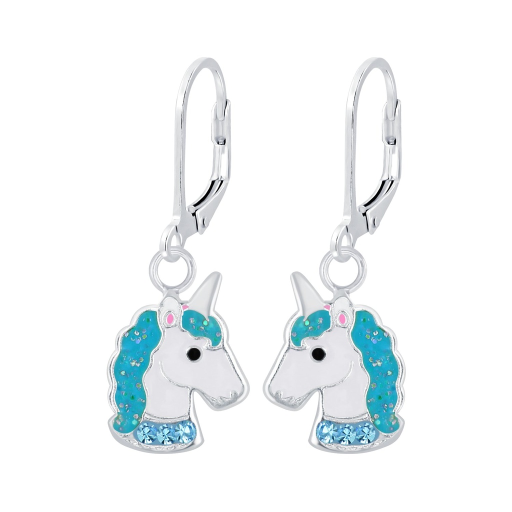 Silver Unicorn Lever Back Earrings