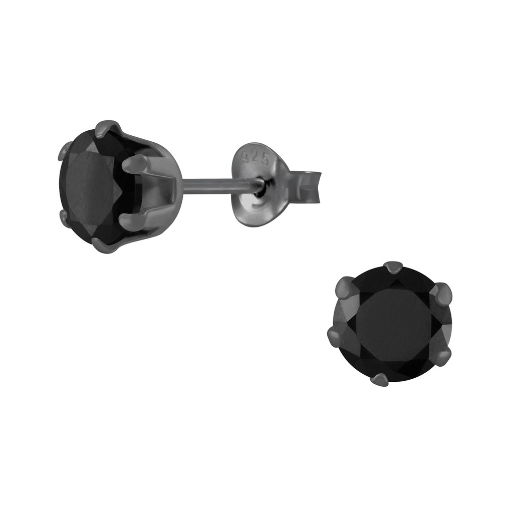 6mm Round Cubic Zirconia Silver Stud Earrings