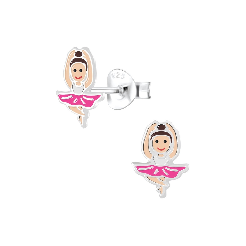Silver Ballerina Stud Earrings
