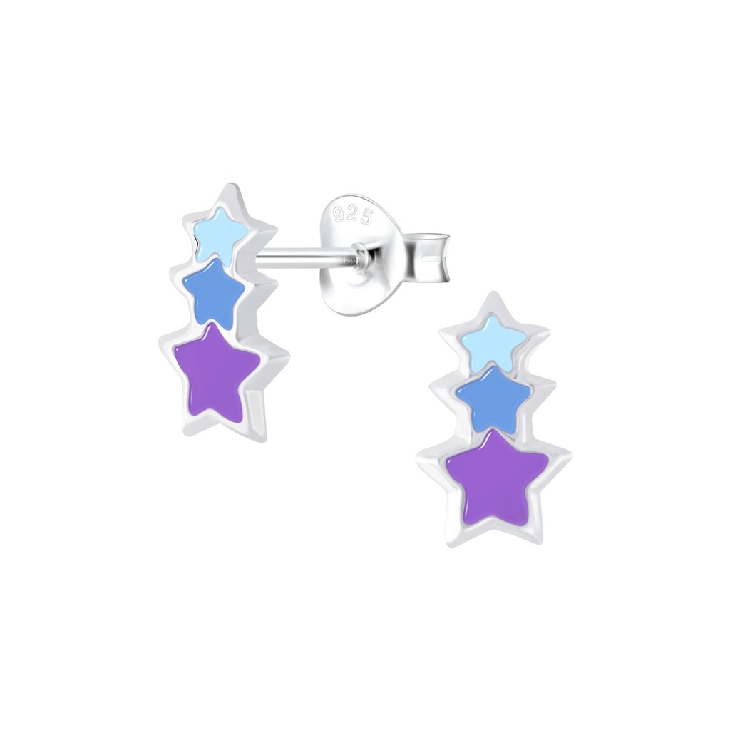 [10007932] Silver Triple Star Stud Earrings