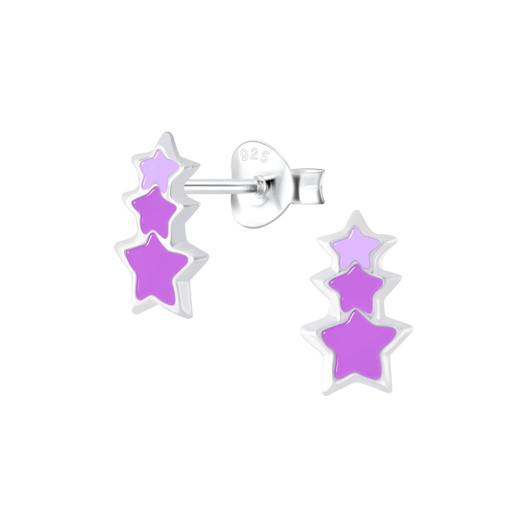 [10007931] Puces d'oreilles étoile triple en argent