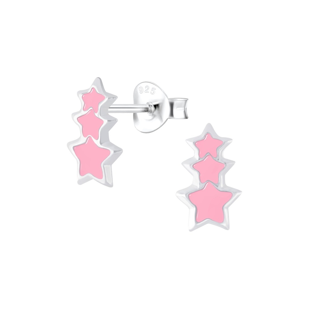 [10007929] Silver Triple Star Stud Earrings