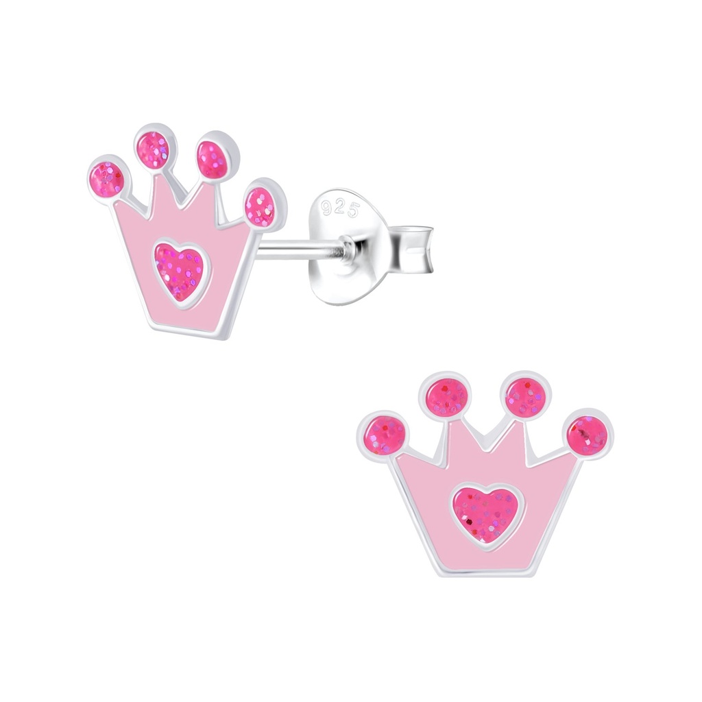 Silver Crown Stud Earrings
