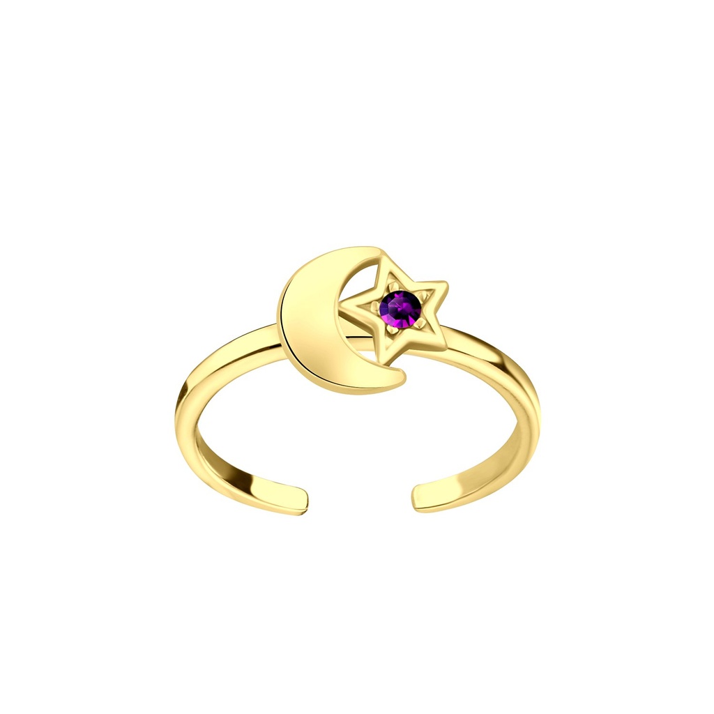 Silver Moon and Star Toe Ring