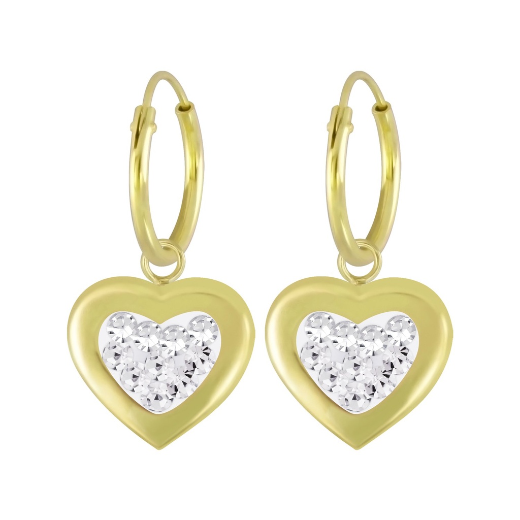 [10007510] Créoles breloque en argent cristal cœur (Crystal)