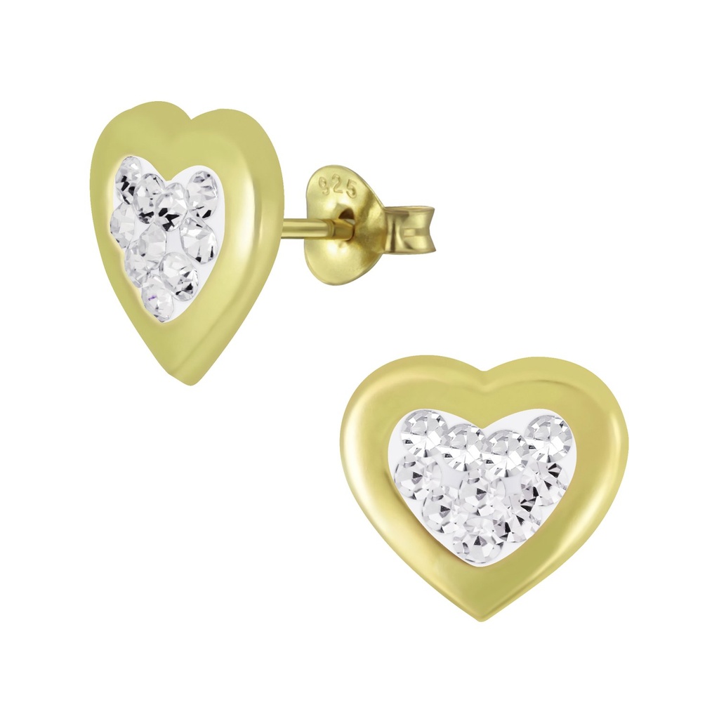 Puces d'oreilles en argent cristal cœur