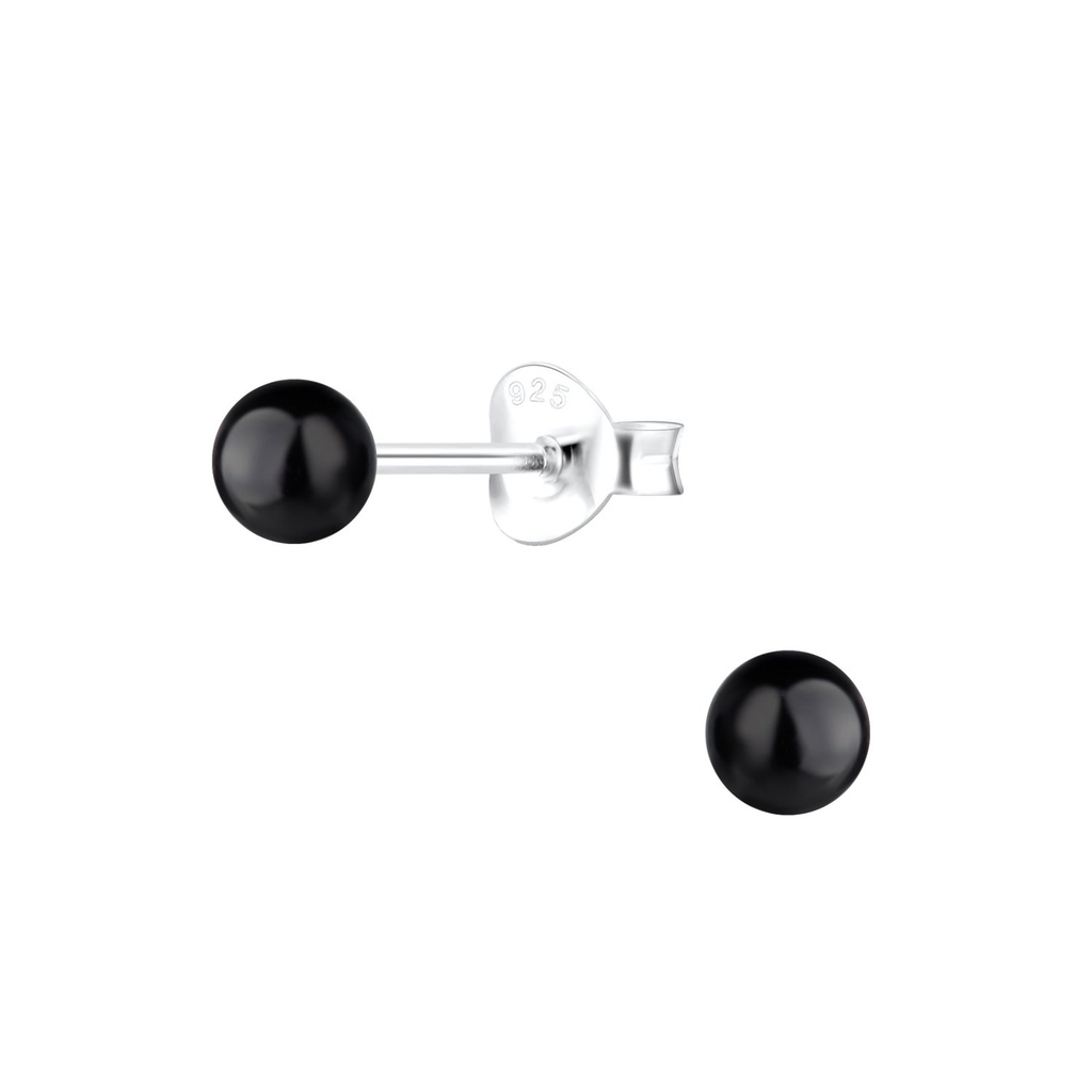 Puces d'oreilles perle en argent 4 mm