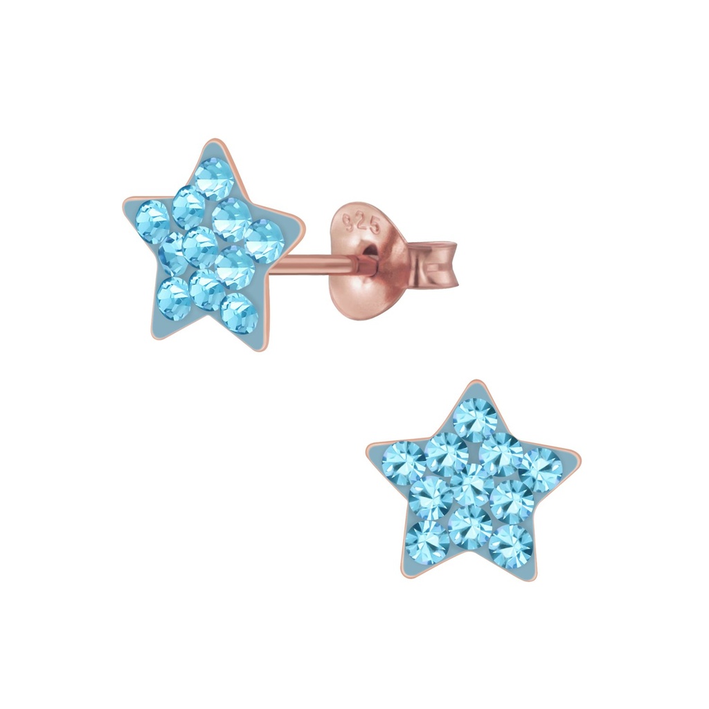 Puces d'oreilles étoile en argent cristal