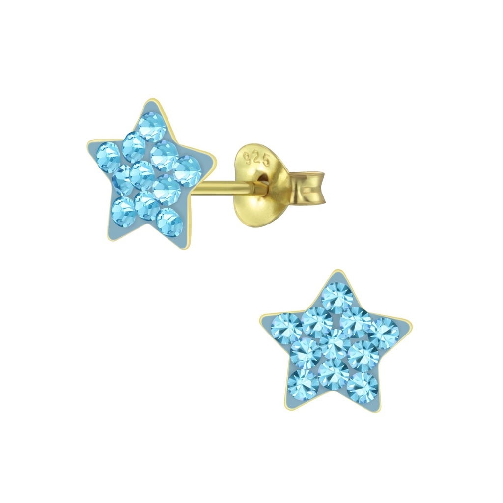 Silver Crystal Star Stud Earrings