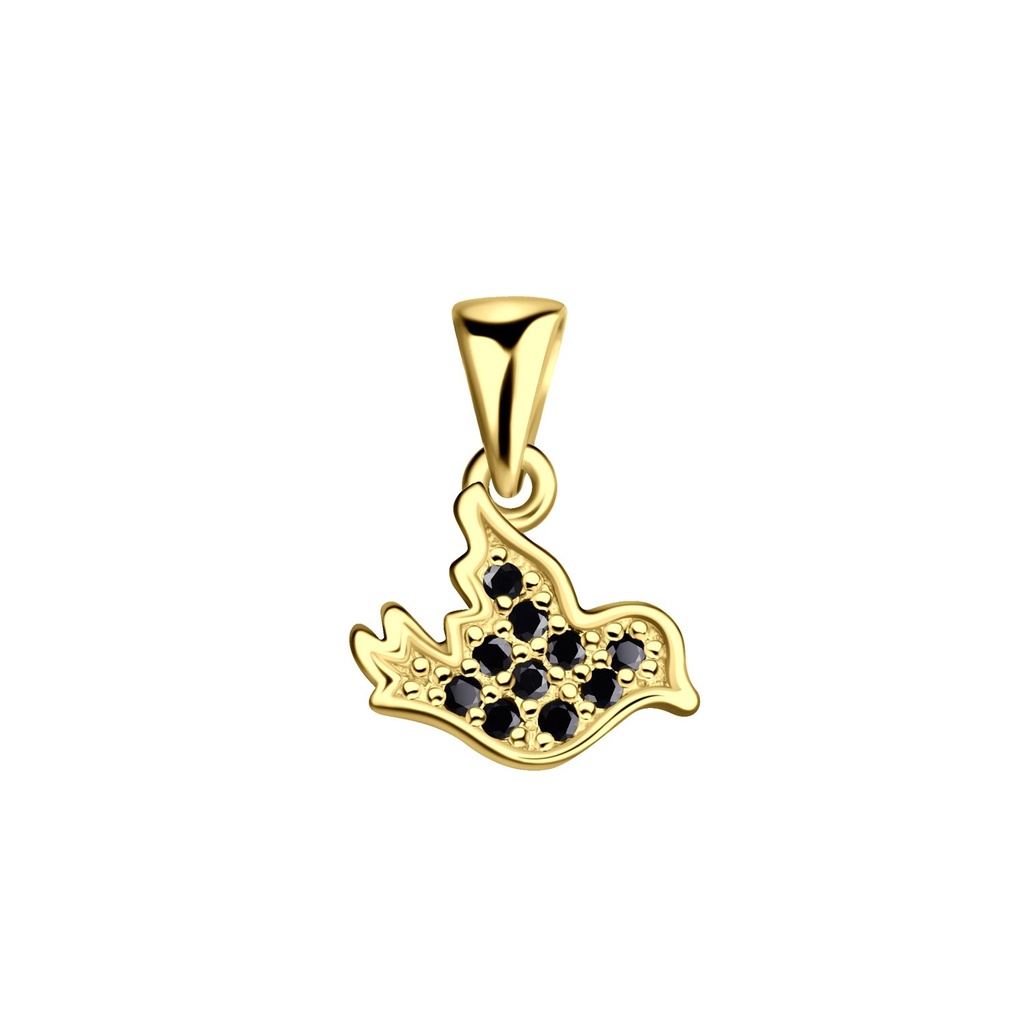 [10008604] Silver Bird Cubic Zirconia Pendant (Black)