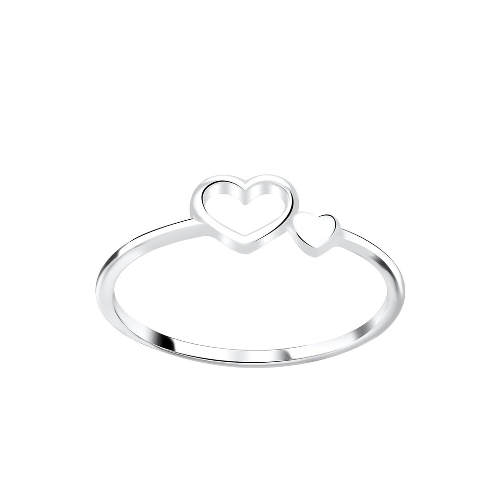 Bague cœur double en argent