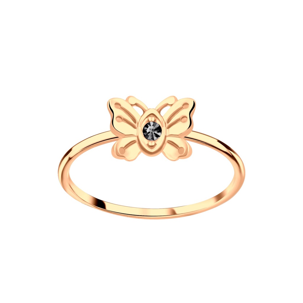 Silver Butterfly Crystal Ring