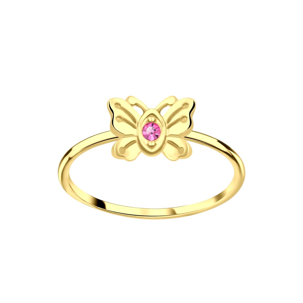 Silver Butterfly Crystal Ring