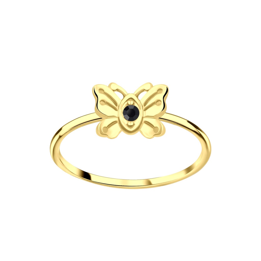 Silver Butterfly Crystal Ring