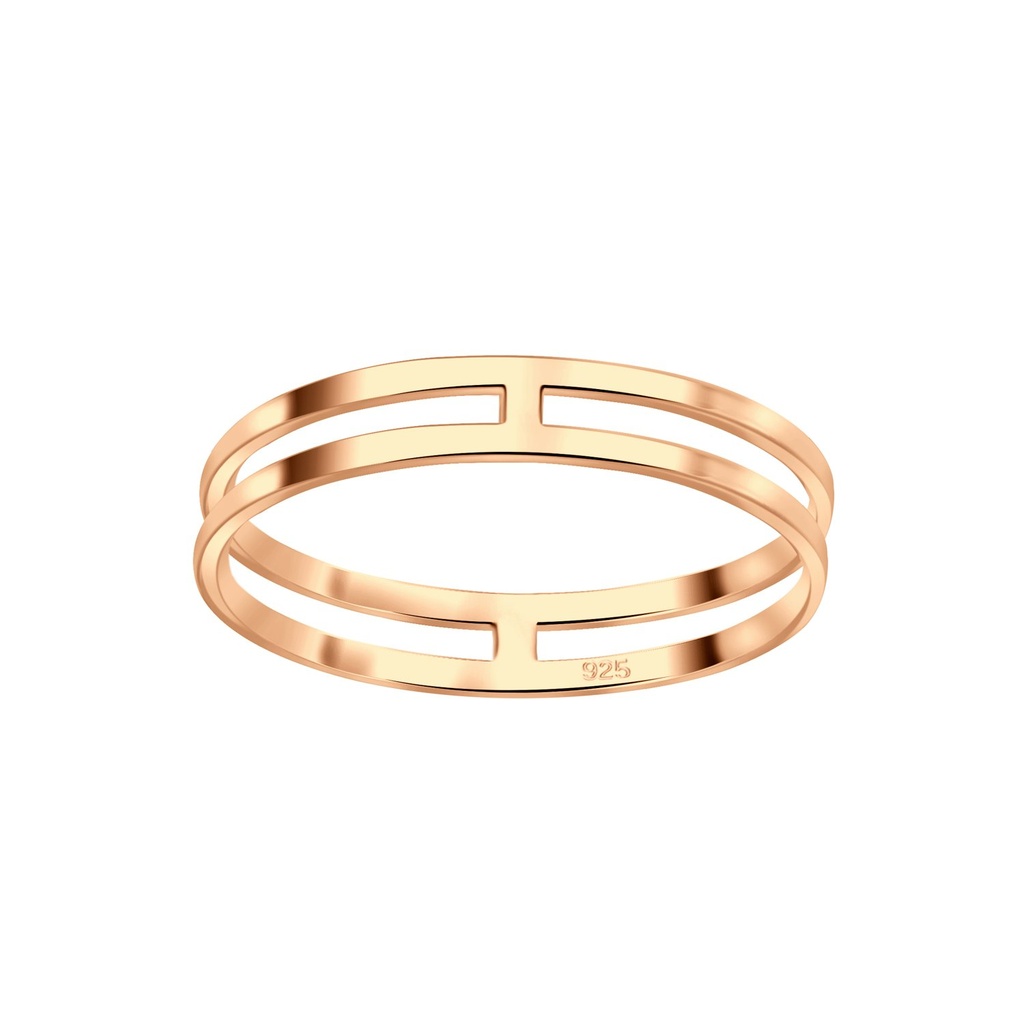 [10008325] Silver Double Line Ring (EU 52 / US 6)
