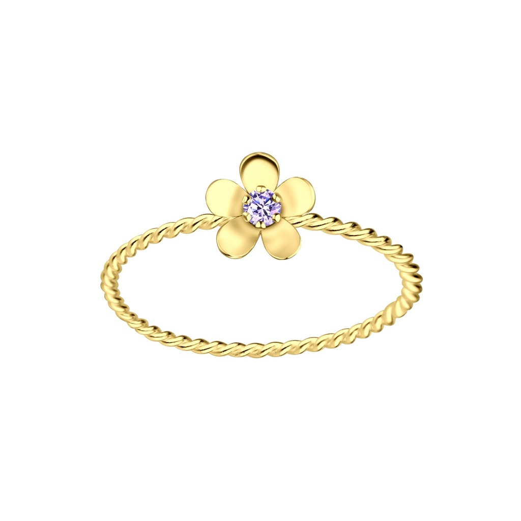 Silver Flower Cubic Zirconia Ring