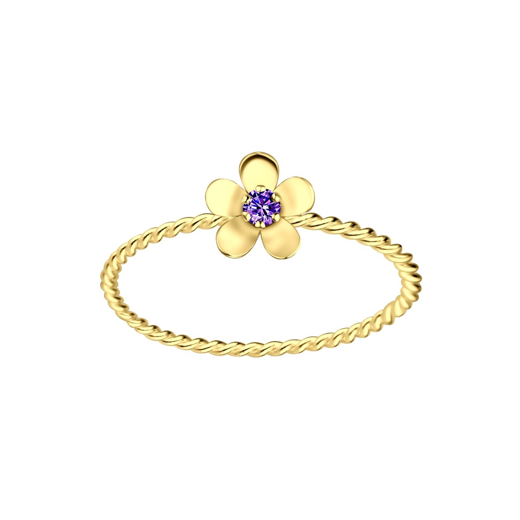 Bague en argent zircon fleur