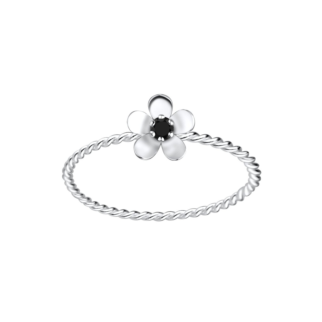 Silver Flower Cubic Zirconia Ring