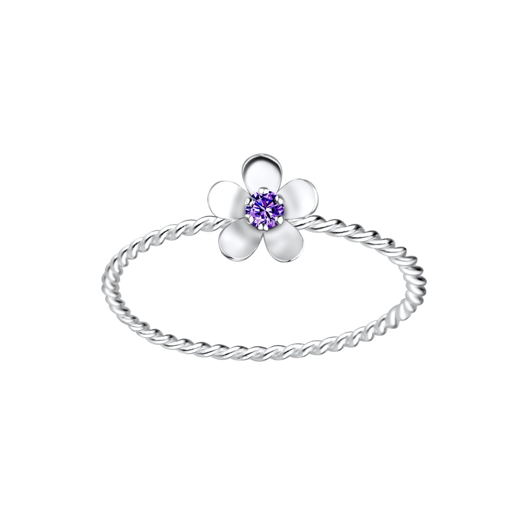 Silver Flower Cubic Zirconia Ring