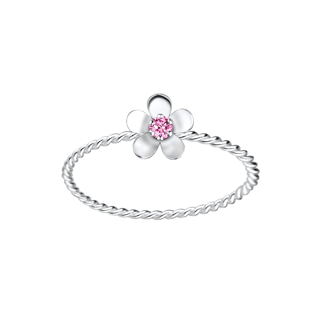 Bague en argent zircon fleur