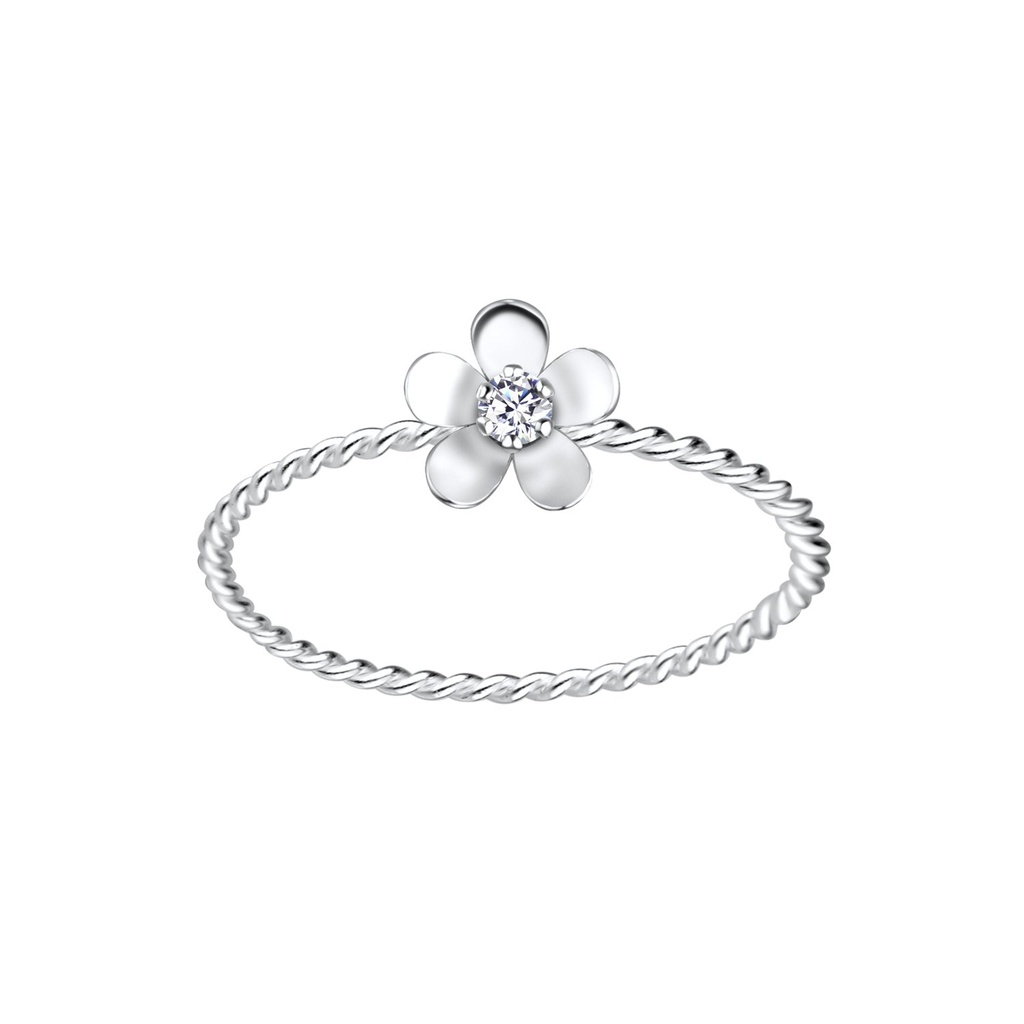 Bague en argent zircon fleur