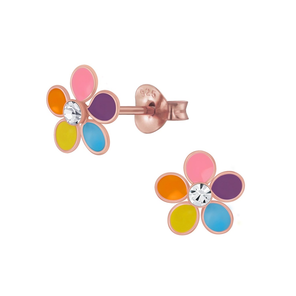 [10006149] Puces d'oreilles en argent cristal fleur