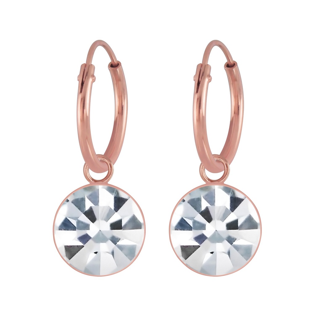 Créoles breloque en argent 7 mm avec cristaux