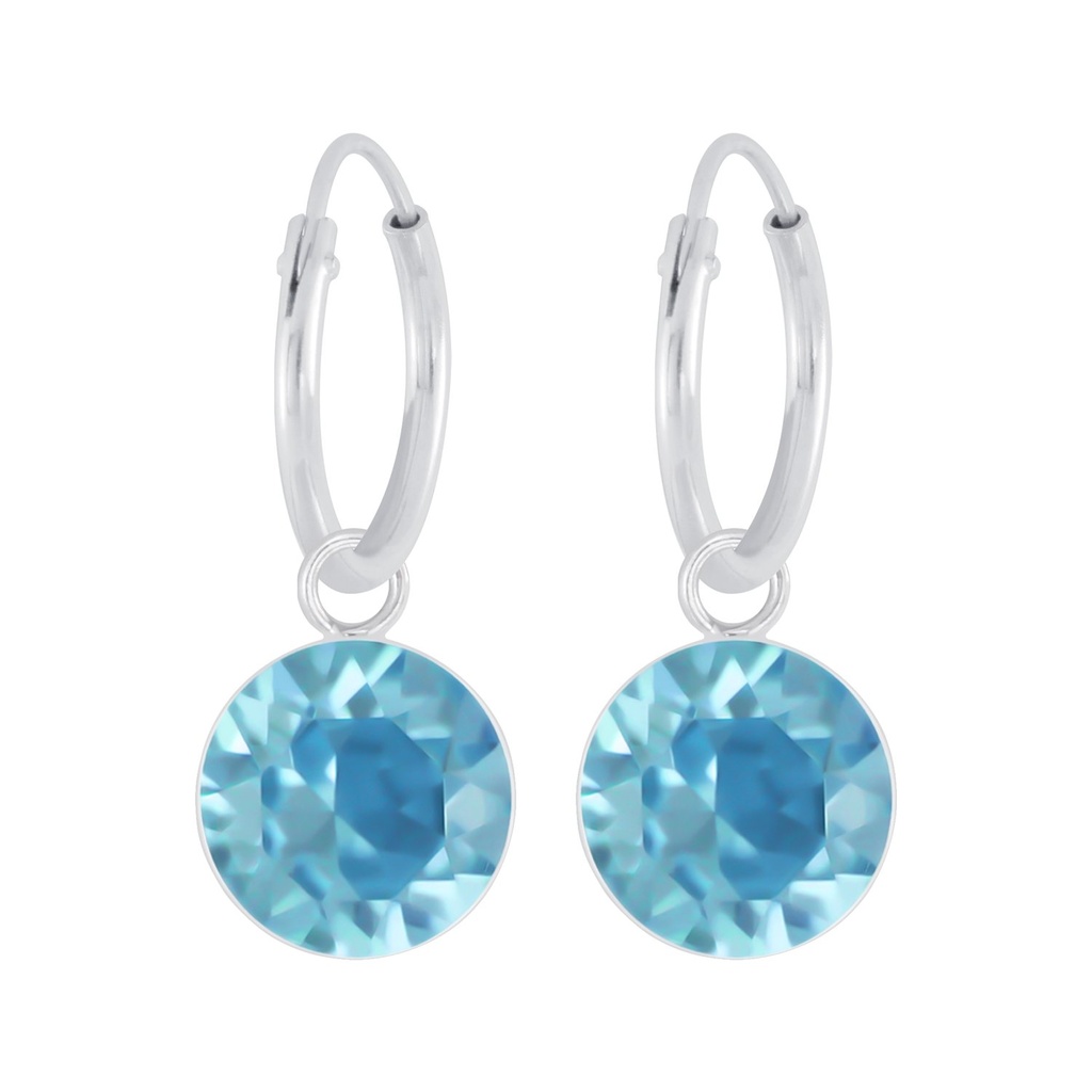 Créoles breloque en argent 7 mm avec cristaux