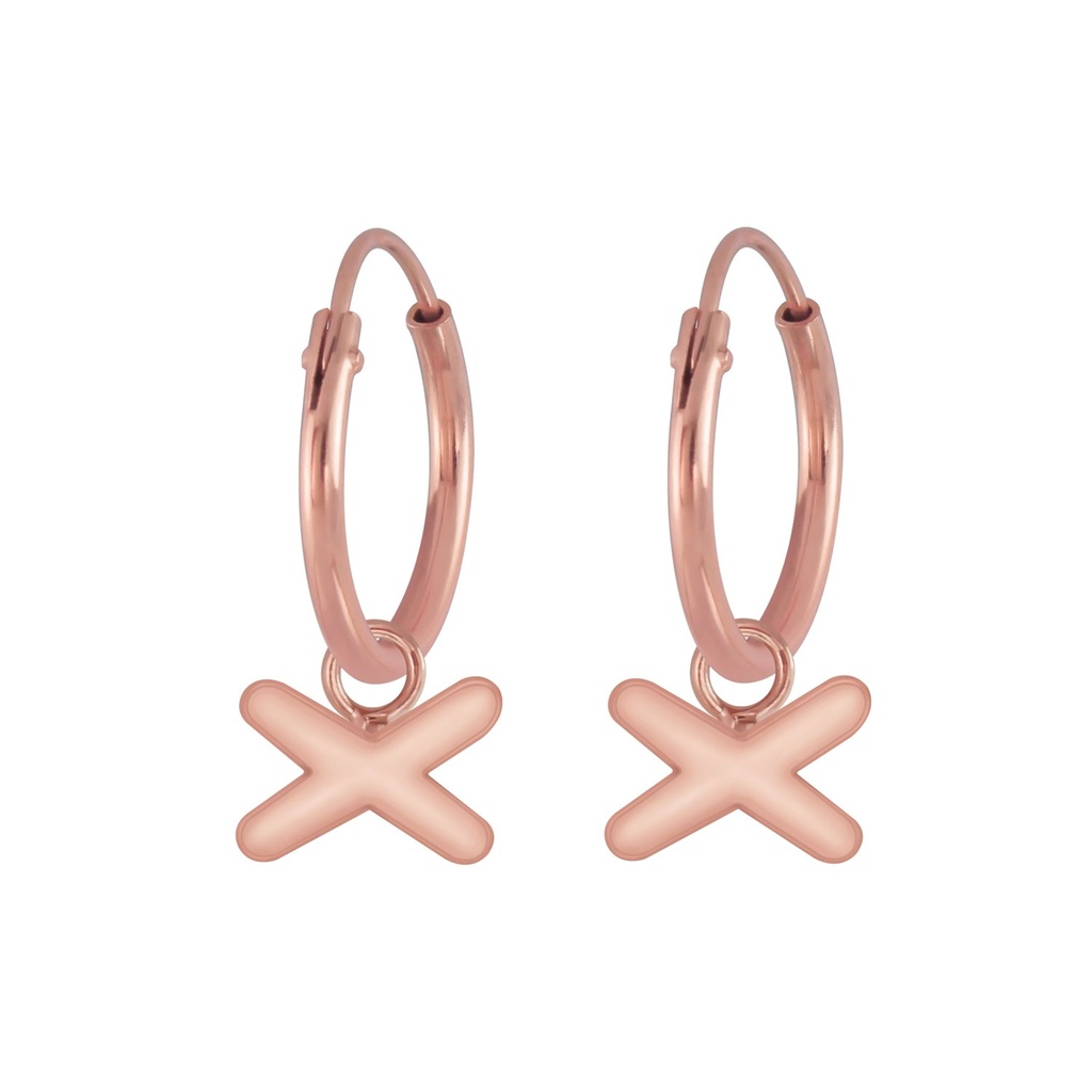 Silver Cross Charm Hoop Earrings