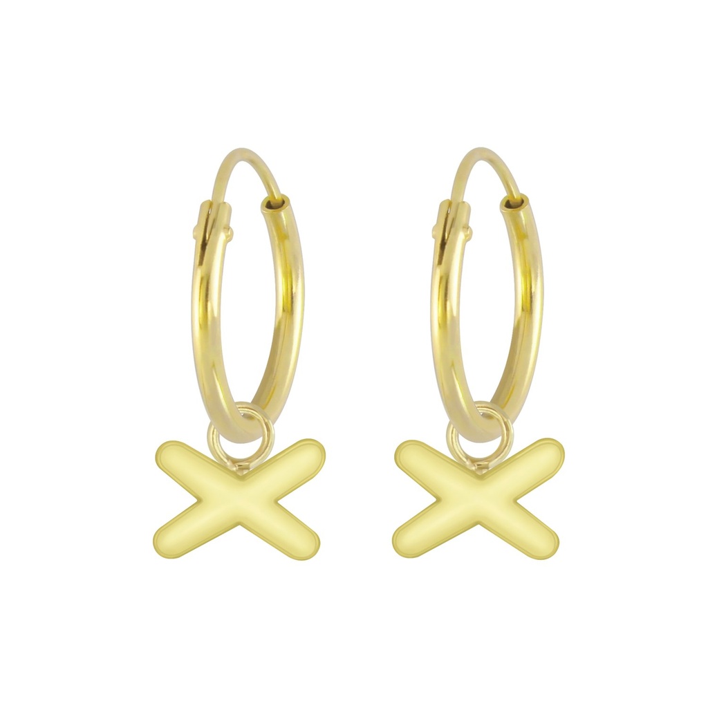 Créoles breloque croix en argent