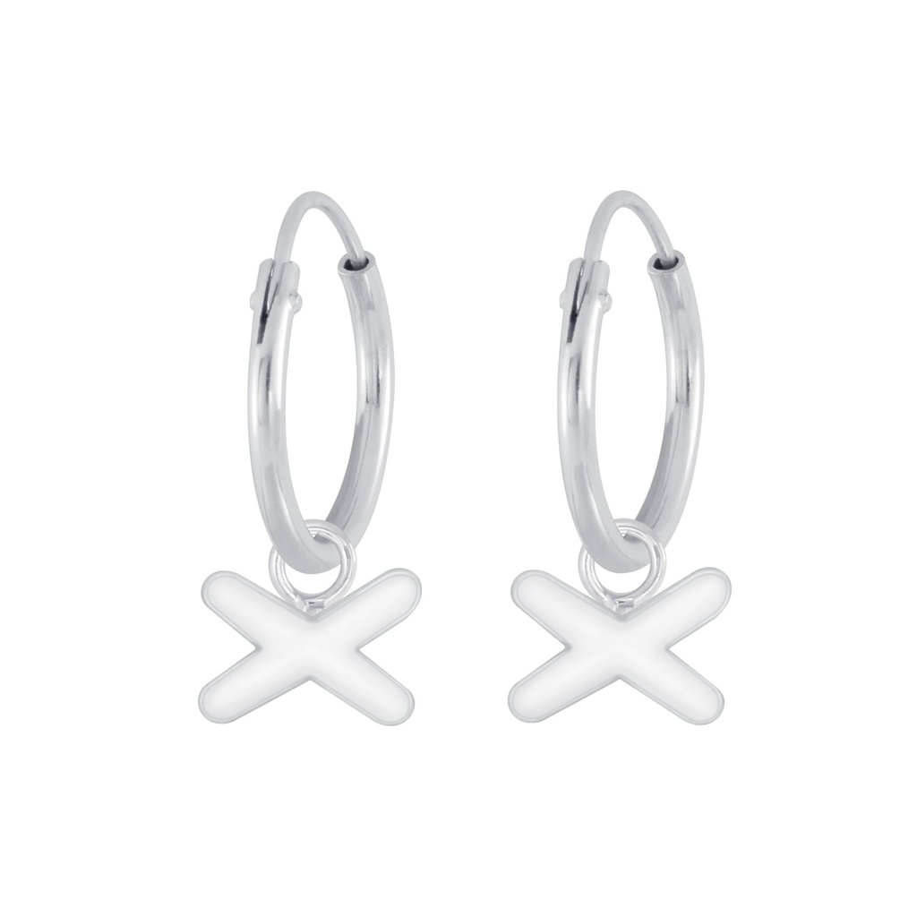 Créoles breloque croix en argent