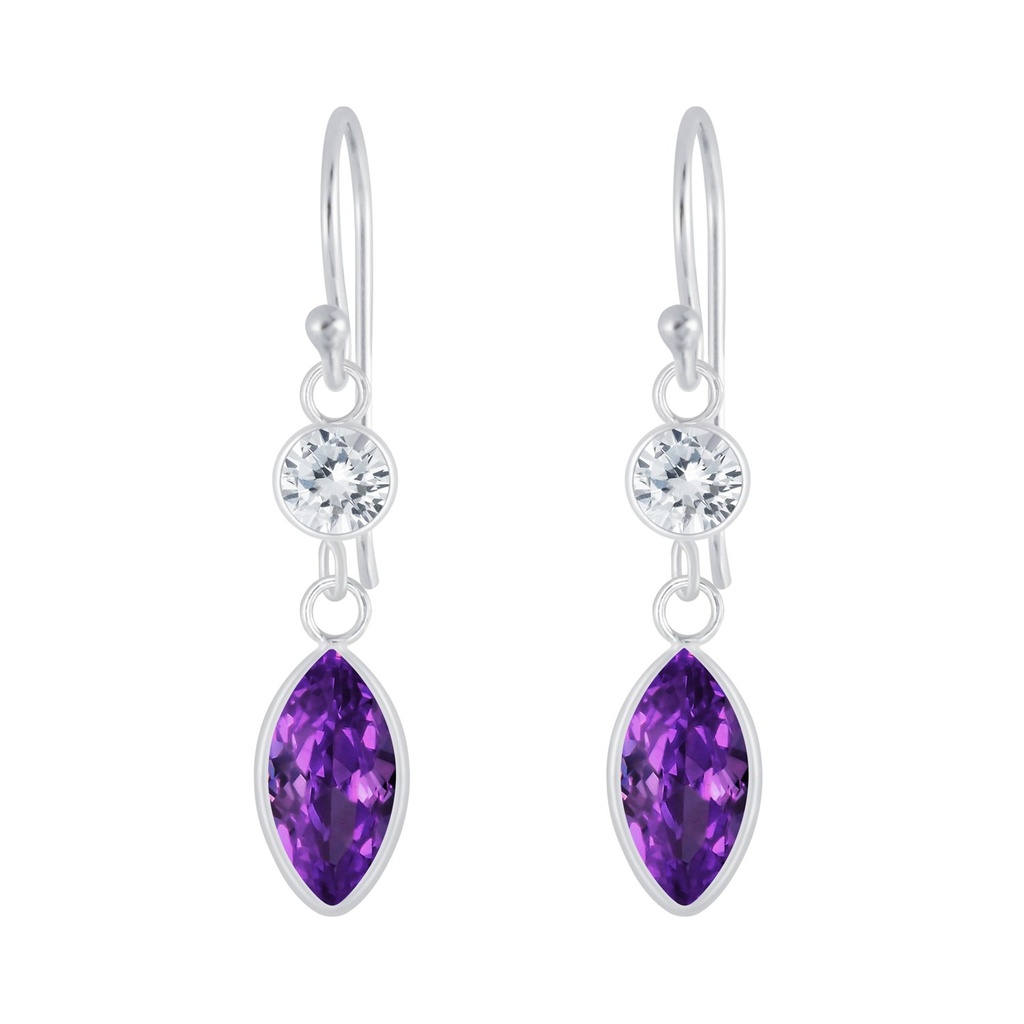 Silver Geometric Cubic Zirconia Earrings