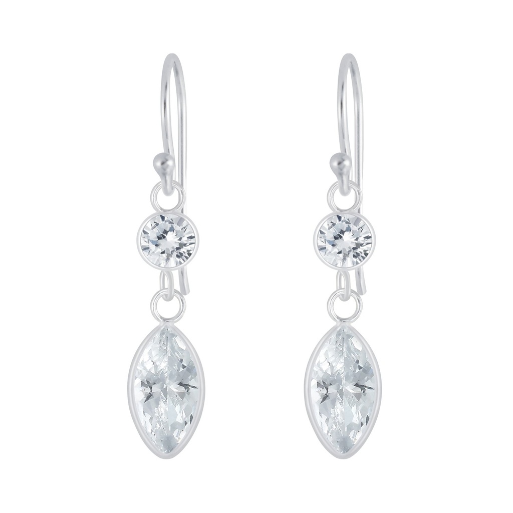 [10007073] Silver Geometric Cubic Zirconia Earrings