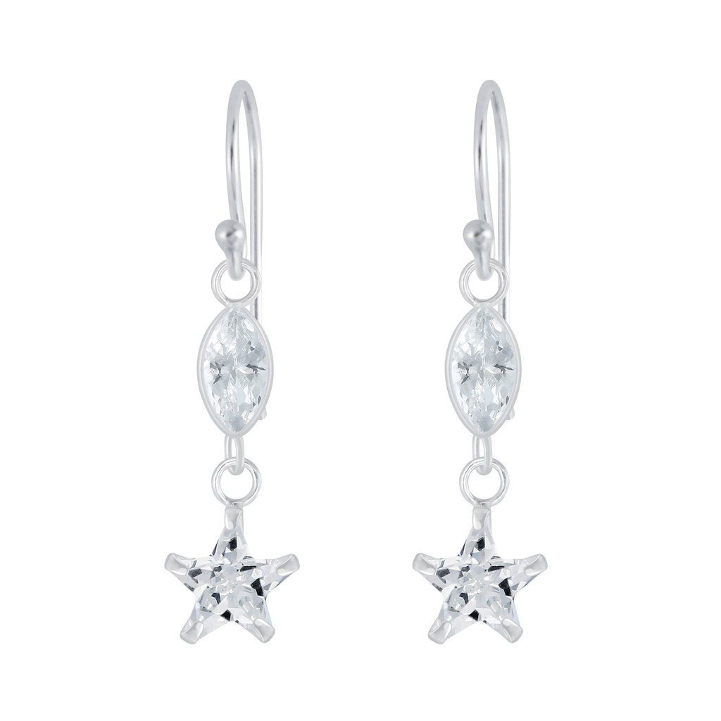 Boucles d'oreilles en argent zircon étoile