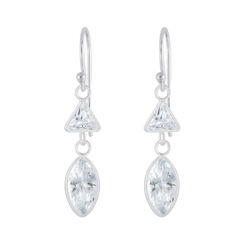 Boucles d'oreilles géométriques en argent zircon