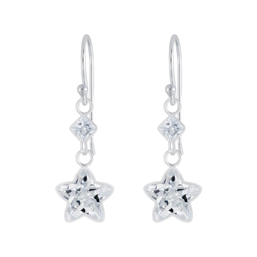 Silver Star Cubic Zirconia Earrings