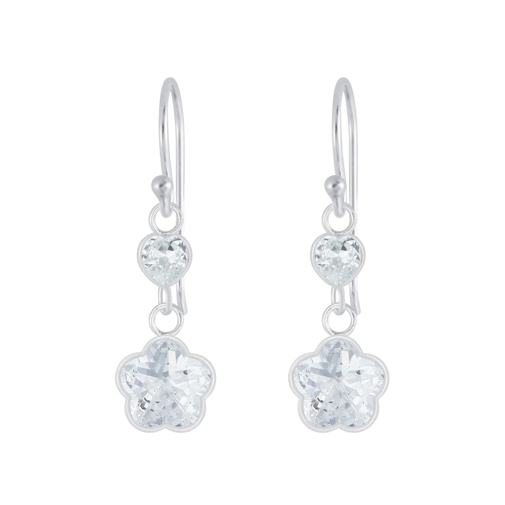 Boucles d'oreilles en argent zircon fleur
