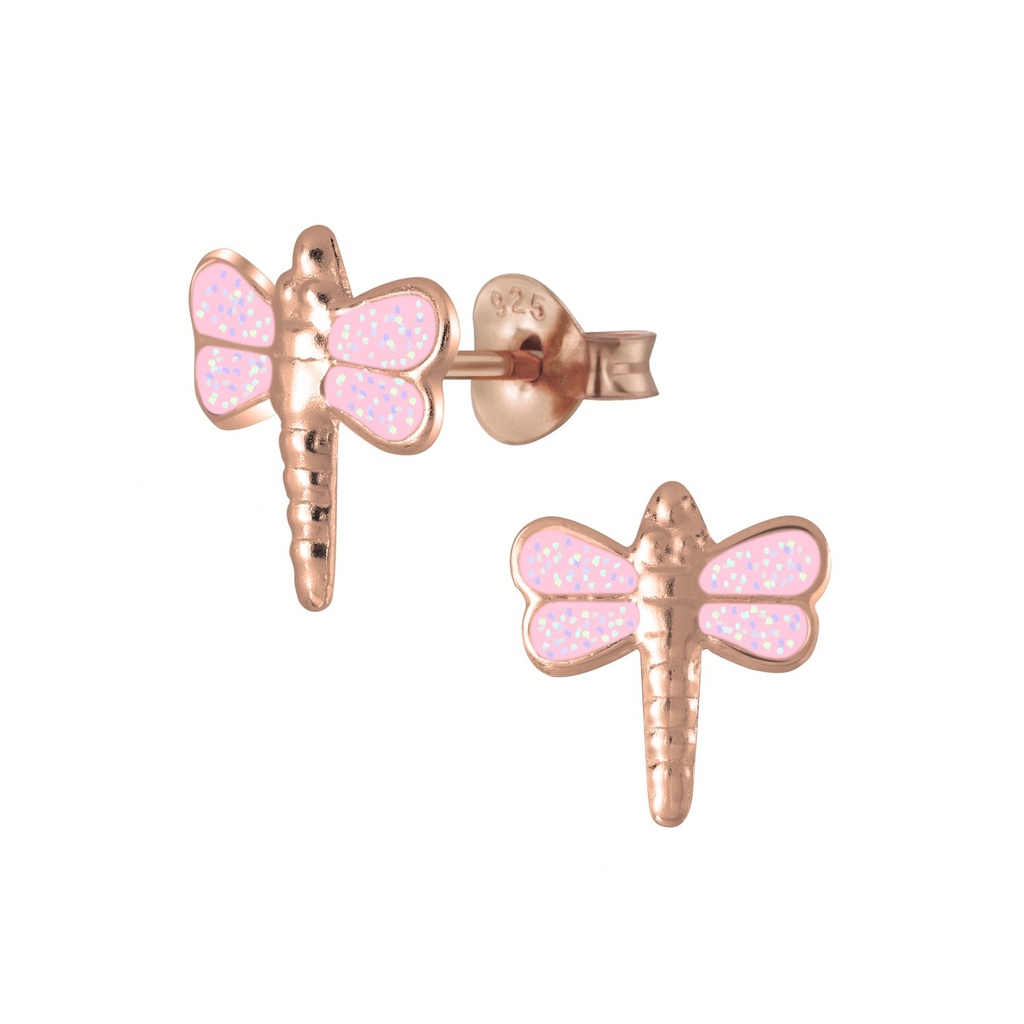 Puces d'oreilles libellule en argent