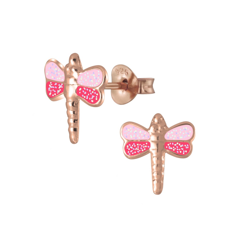 Puces d'oreilles libellule en argent