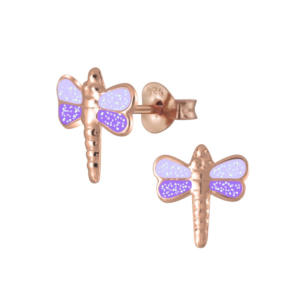 Puces d'oreilles libellule en argent
