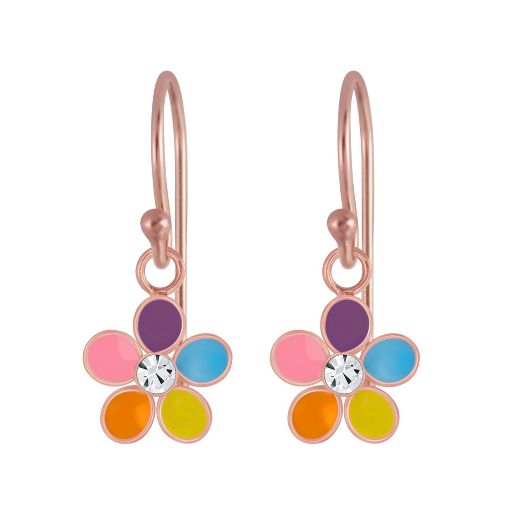 Silver Flower Crystal Earrings