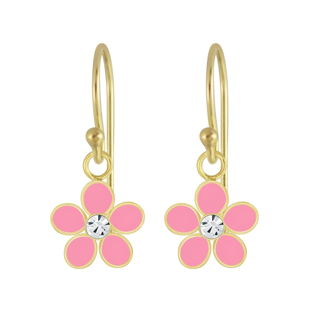 [10006163] Boucles d'oreilles en argent cristal fleur