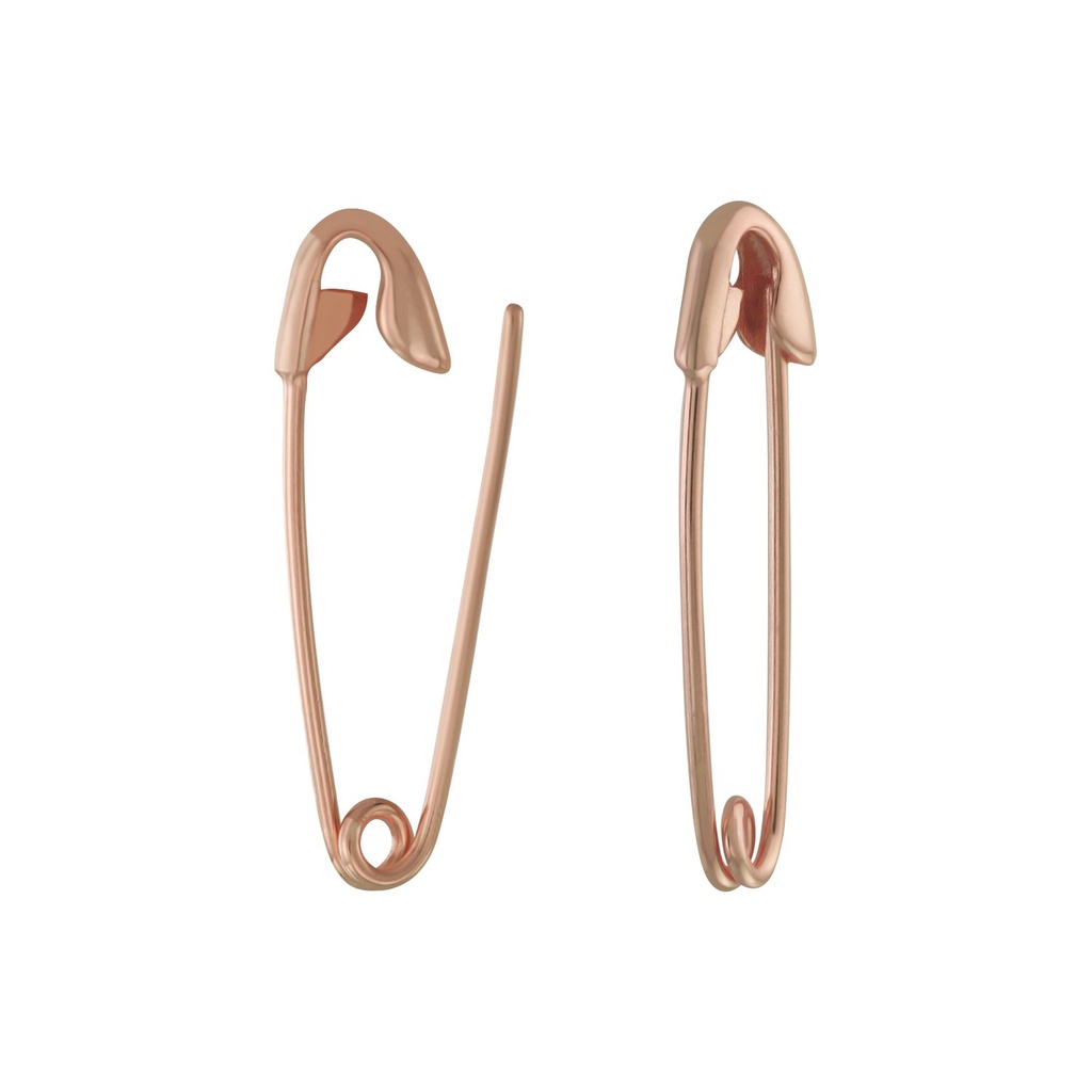 [10005410] Silver Safety Pin Hoop Earrings